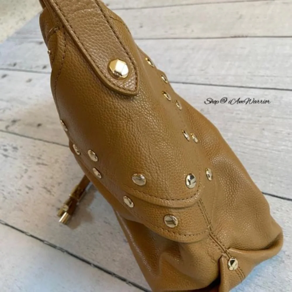 Cole Haan toffee pebble leather studded hobo bag  *shop@iamwarrior
